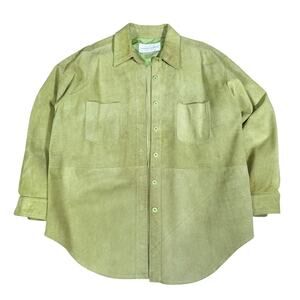 Vintage Lime Green Suede Leather Shirt Jacket by Margaret Godfrey.